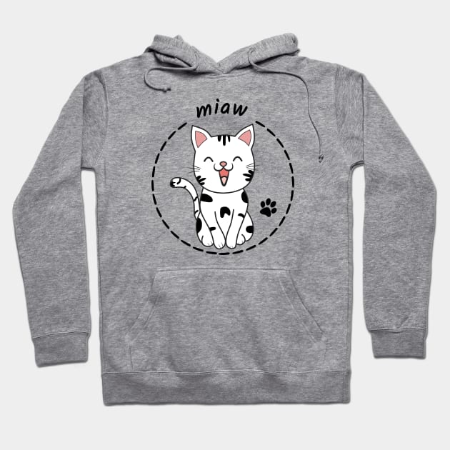 Cat Miaw, Cat Meow Hoodie by Clara switzrlnd